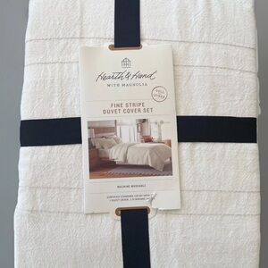 Hearth & Hand Fine Stripe Duvet Cover Set Full Queen 2 Shams